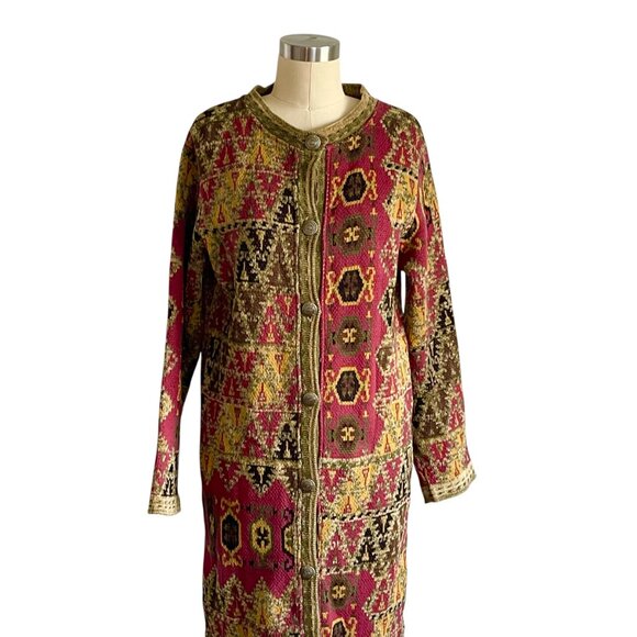 Soft Surroundings Tapestry Print Duster Maxi Sweater Coat - S - Picture 4 of 8